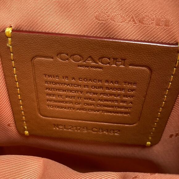 New Coach Purse Coral Pebbled Leather Shoulder Bag Crossbody - Picture 12 of 12